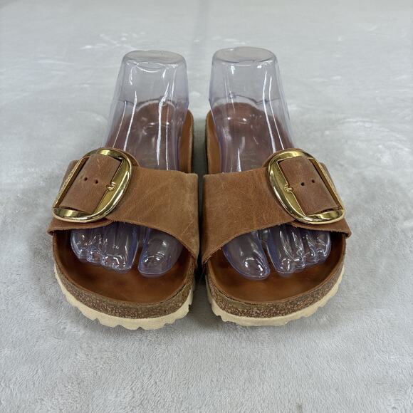 Birkenstock Madrid Big Buckle Sandals In Oiled Leather T-Strap Sandals Sz 39/8 - Picture 3 of 16